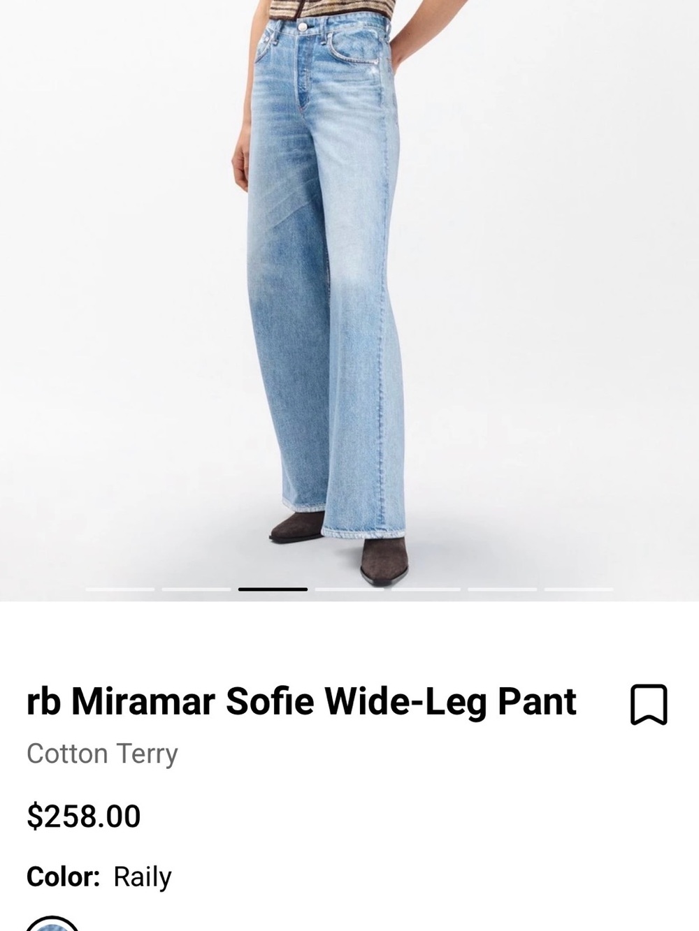 Rag and Bone Miramar Light Blue Wide-Leg Women’s Jeans - Picture 2 of 11